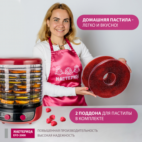Сушилка для овощей и фруктов Мастерица EFD-2000 3в1 (вишневый/черный)
