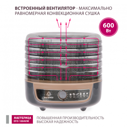 Сушилка для овощей и фруктов Мастерица EFD-1004VM 3в1 (серый/бежевый)