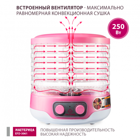 Сушилка для овощей и фруктов Мастерица EFD-3061 (розовый перламутр)