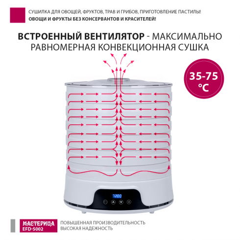 Сушилка для овощей и фруктов Мастерица EFD-5002 (белый)