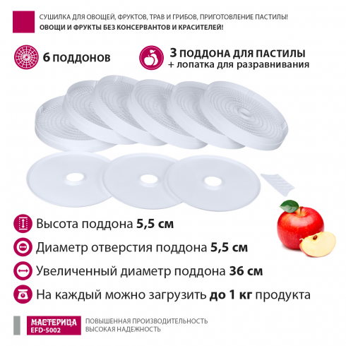 Сушилка для овощей и фруктов Мастерица EFD-5002 (белый)