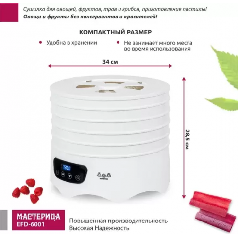 Сушилка для овощей и фруктов Мастерица EFD-6001 (белый)