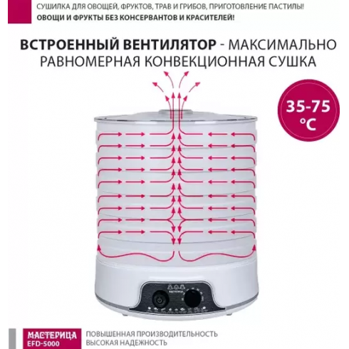 Сушилка для овощей и фруктов Мастерица EFD-5000 (белый)