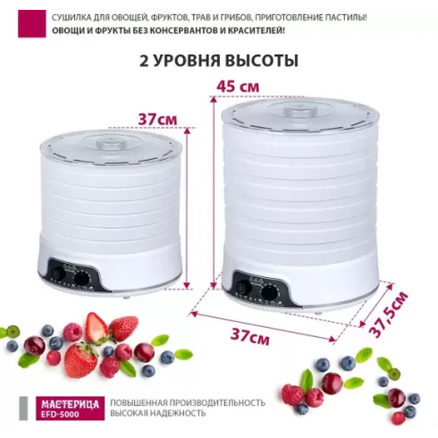 Сушилка для овощей и фруктов Мастерица EFD-5000 (белый)