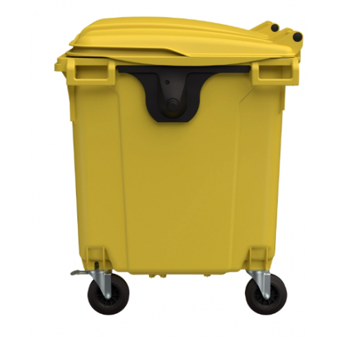 Контейнер для отходов пластиковый iPlast 1100л с плоской крышкой желтый