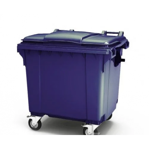 Контейнер для отходов пластиковый iPlast 1100л с плоской крышкой синий