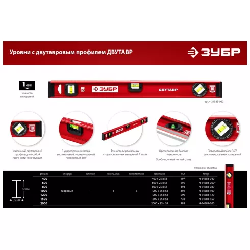 Уровень строительный Зубр 4-34583-080_z01