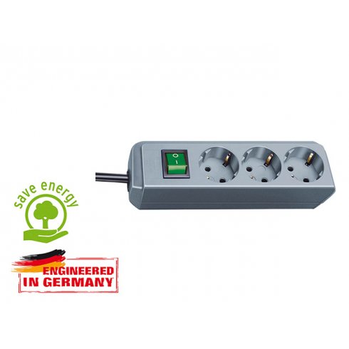 Удлинитель Brennenstuhl Eco-Line 1.5 м серебристо-серый с заземляющим контактом