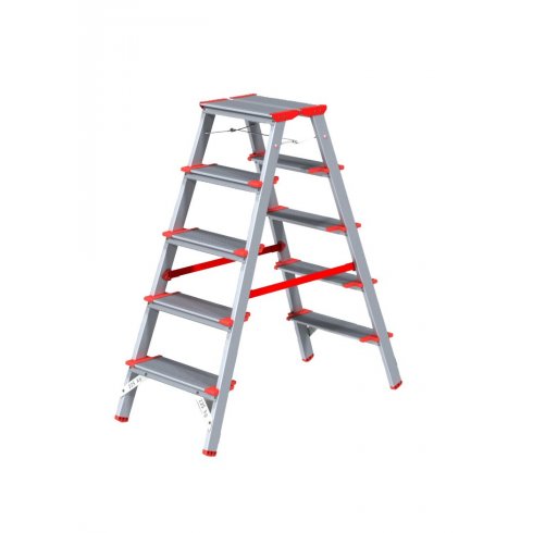Стремянка алюминиевая двухсторонняя индустриальная Новая Высота 6 ступеней 51202206