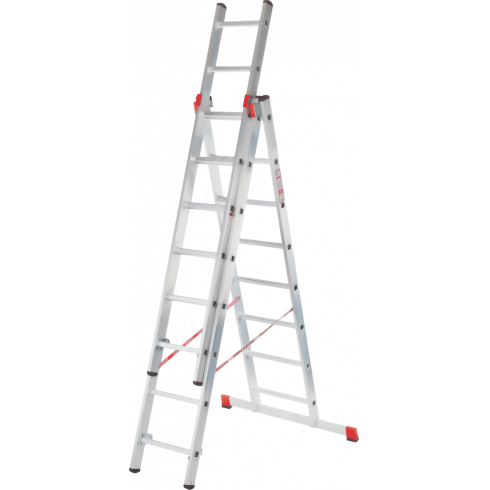 Лестница алюминиевая трехсекционная усиленная профессиональная Новая высота 14 ступеней 3231314
