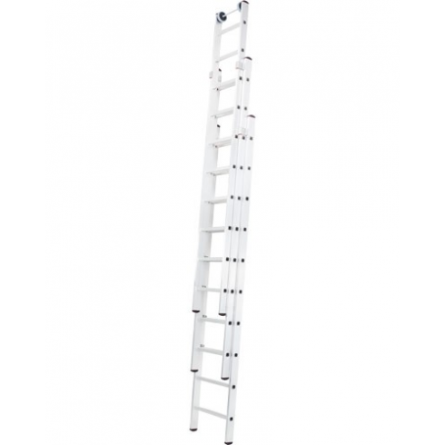 Лестница алюминиевая раздвижная трехсекционная индустриальная Новая высота 12 ступеней 5270312