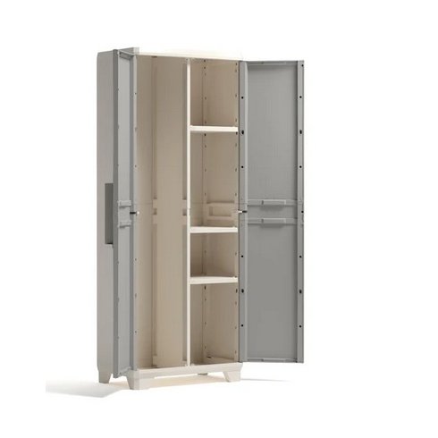 Шкаф уличный Keter Linear Wood (белый/серый)