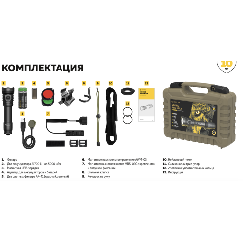 Фонарь Armytek Viking Pro Max Extended Set (F08302W)
