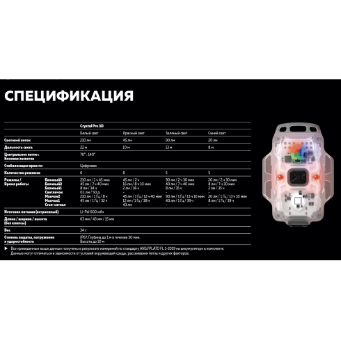 Фонарь Armytek Crystal Pro 3D (F10101R)