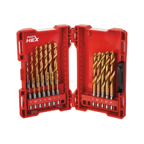 Набор сверл по металлу Milwaukee Shockwave HSS-G Tin Red Hex (19 штук)