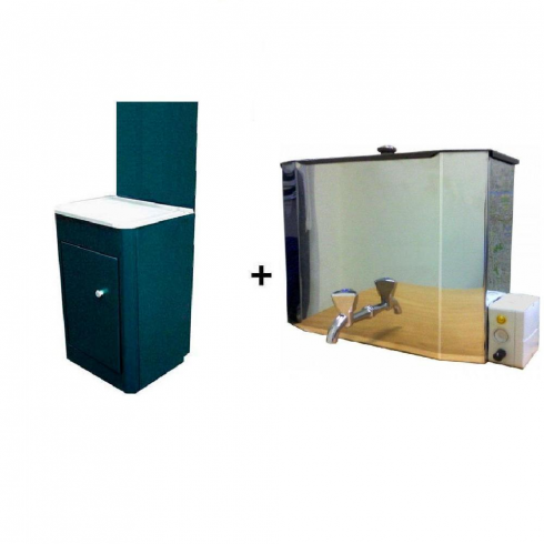 Умывальник Петромаш Дачный с пластмассовой мойкой и нержавеющим бачком с подогревом (мокрый асфальт)