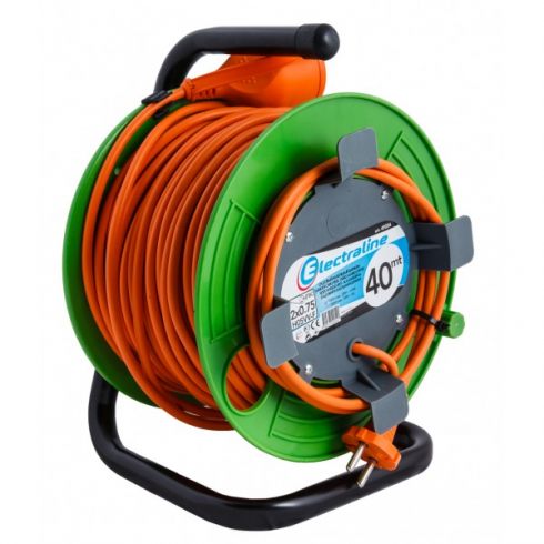 Удлинитель на катушке Electraline 49054 (40м, оранжевый, зеленый)