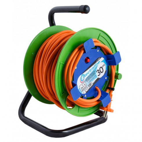 Удлинитель на катушке Electraline 49063 (30м, оранжевый, зеленый)