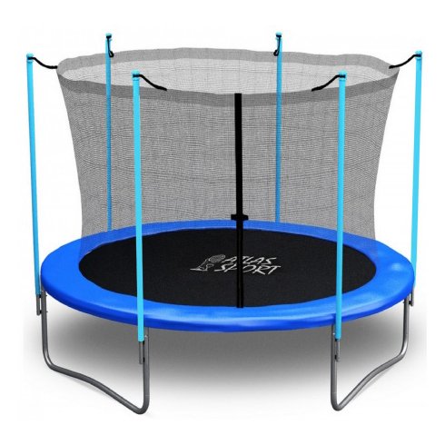 Батут Atlas Sport 252 см (8ft) с внутренней сеткой и лестницей синий