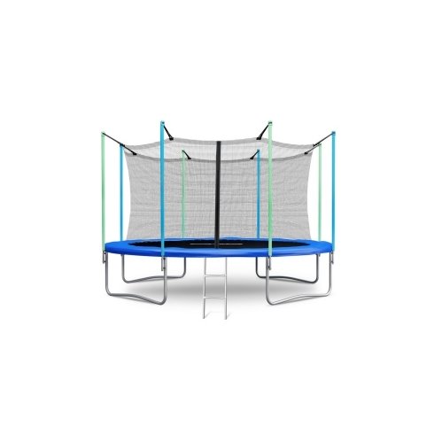 Батут Atlas Sport 374 см (12 ft) с внутренней сеткой и лестницей blue