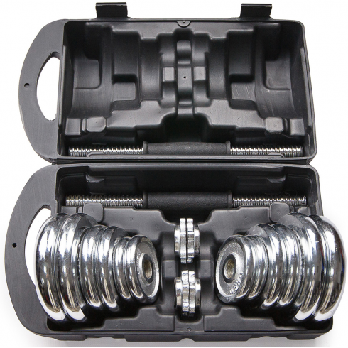 Набор гантелей хромированных Atlas Sport в чемодане 20 кг