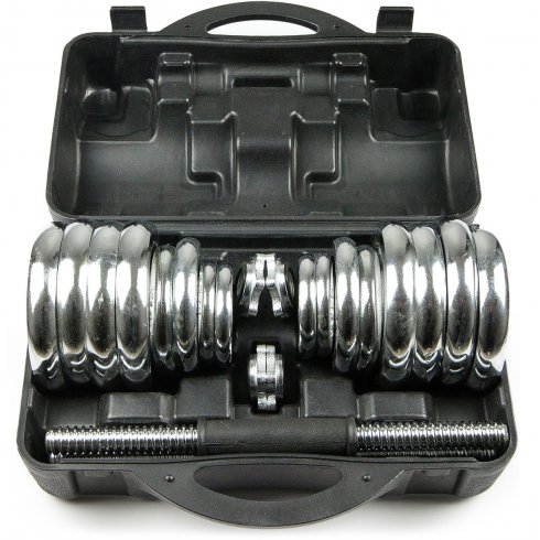 Набор гантелей хромированных Atlas Sport в чемодане 30 кг