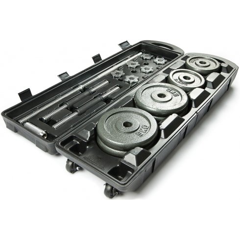 Набор гантели и штанга Atlas Sport 50кг в чемодане (металл краш)